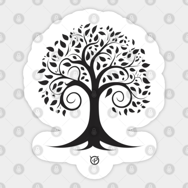 Deciduous Tree: A Minimalist Black Design Sticker by Greenbubble